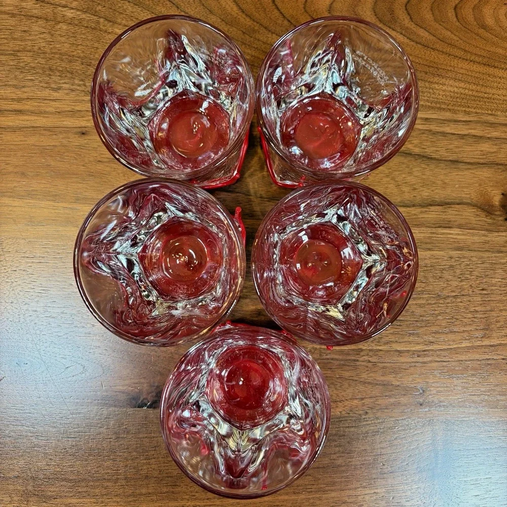 5 Maker's Mark Etched Dipped Red Wax Lowball Glasses Whiskey Barware